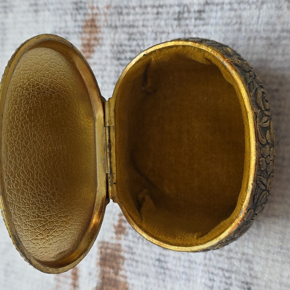 Antique Japan Trinket Box Silk Boucher Landscape Tintype Hair Mourning Chain - Picture 4 of 16